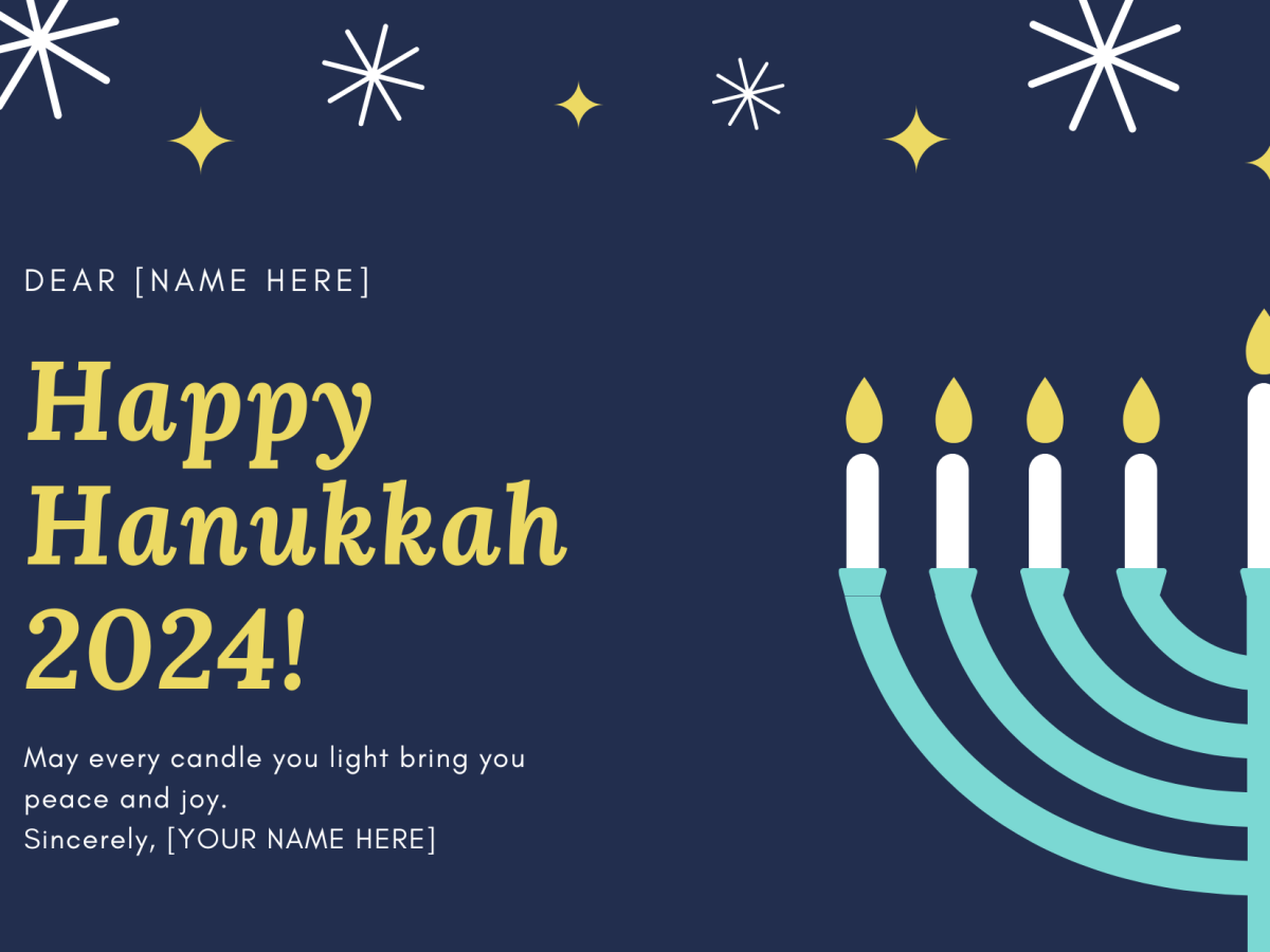 Blue Yellow Sparkles Menorah Hanukkah Card